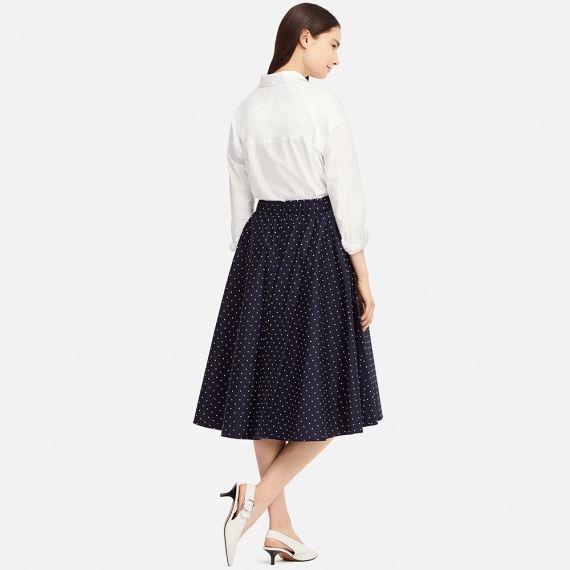 A high-waisted circle skirt finished with a polka dot pattern. - Stretchy waistband for a sleek look and comfortable fit. #skirt #fashion #trendypins