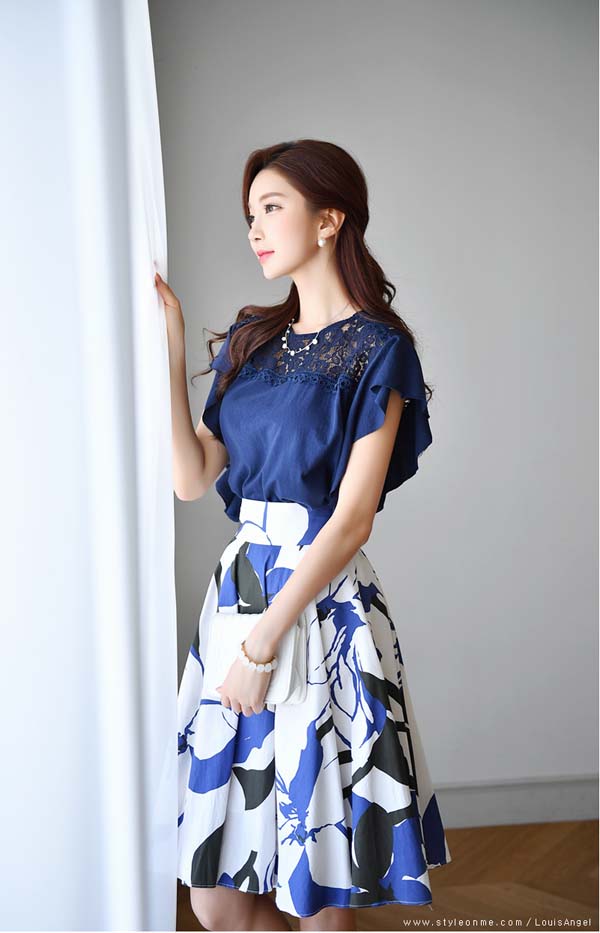 Floral Print Cotton Flared Skirt #skirt #fashion #trendypins