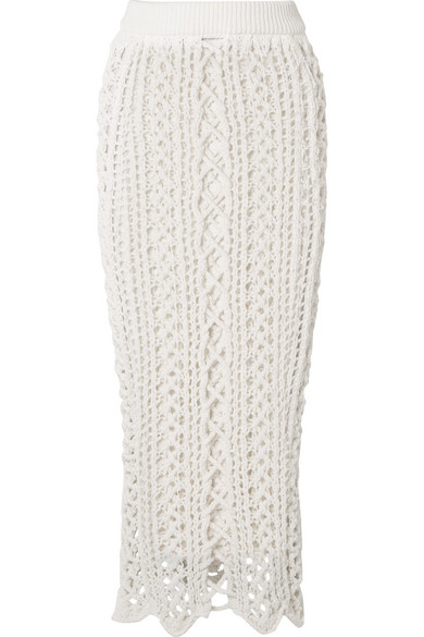 Crochet-Knit Stretch-Cotton Midi Skirt #skirt #fashion #trendypins