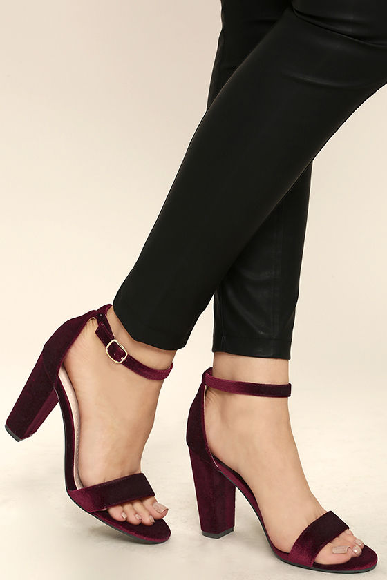 SOMETHING SWEET BURGUNDY VELVET ANKLE STRAP HEELS #heels #fashion #trendypins