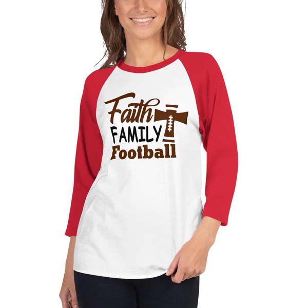 Football Mom Baseball/Raglan Shirt Faith Family Football #baseball shirt #shirts #fashion #trendypins