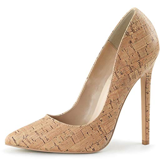  Womens Pointed Toe Pumps Cork Shoes Classic High Heel Stilettos 5 Inch #heels #fashion #trendypins