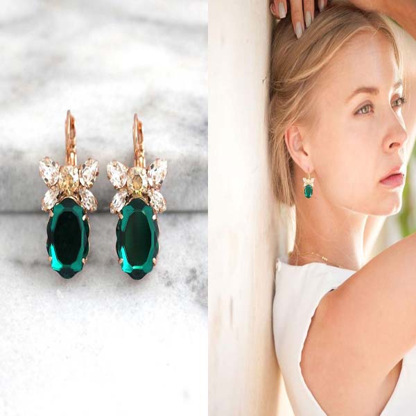 Emerald Drop Earrings #drop earrings #earrings #fashion #trendypins