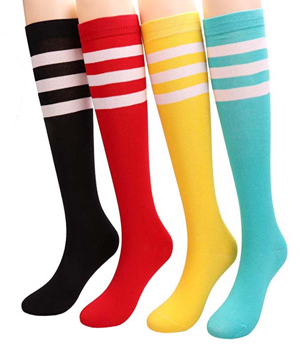 Knee High Socks For Women Ladies Stripe Casual Cotton Stockings #Knee High Socks #socks #fashion #trendypins