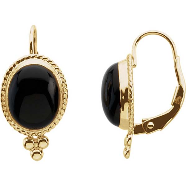 Black Onyx Lever Back Earrings in 14k Yellow Gold #lever backs #earrings #fashion #trendypins