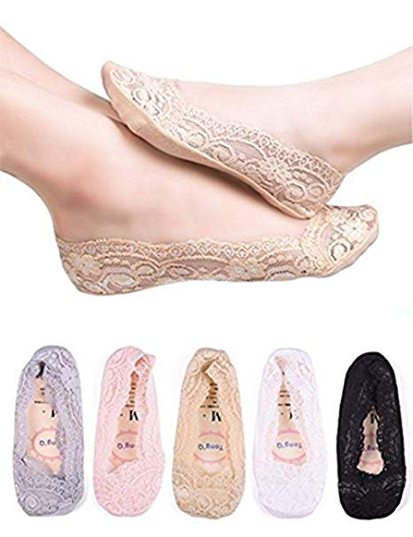 Women No Show Low Cut Lace Flats Non skid Boat Liner Footies Peds Socks #No Show socks #peds #socks #fashion #trendypins