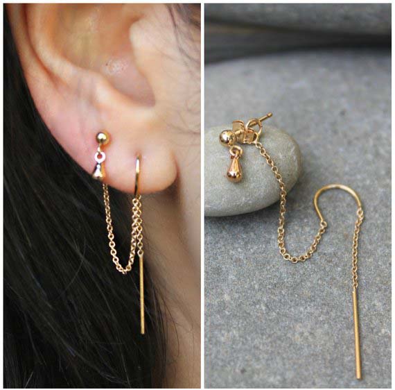 Threader Earrings, 14k Gold Filled Threader Thread #threaded earrings #earrings #fashion #trendypins