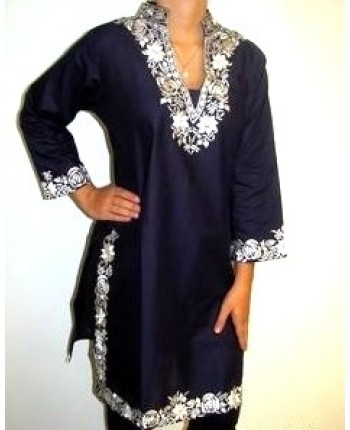 LONG DESIGNER NAVY TUNIC TOP INDIA TREND #tunic #shirts #fashion #trendypins