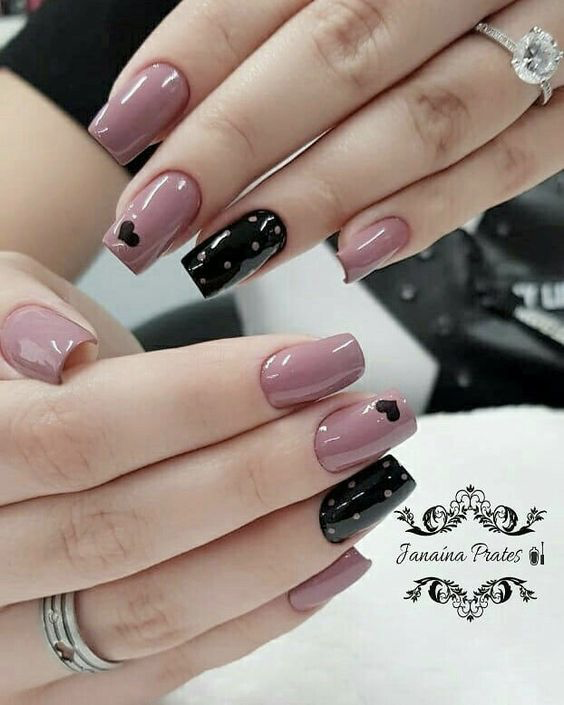 Black rose color Valenyine's design art nails #beauty #nails #trendypins
