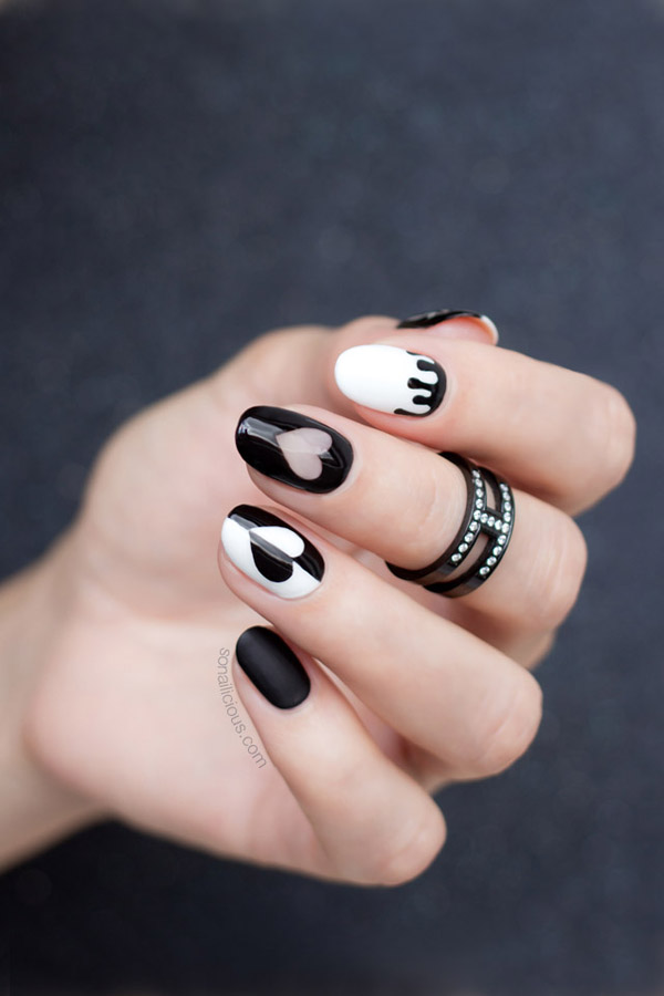 Valentines day nails in black  #beauty #nails #trendypins