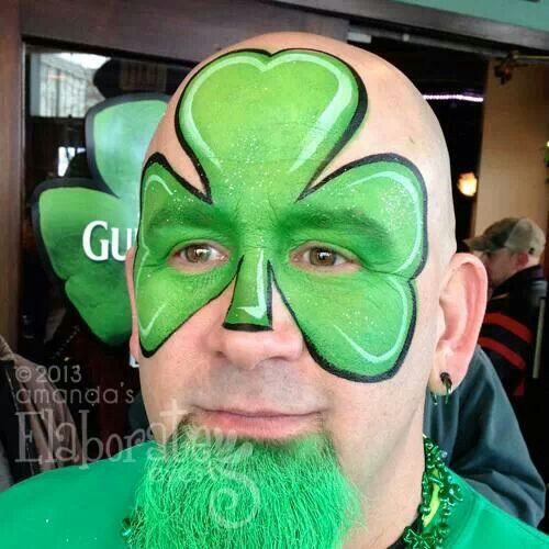 Clover Face Paint For St. Patrick's Day Just a Green Clover #St. Patrick's Day face painting #beauty #trendypins