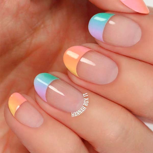 Rainbow French Tip Nails with Pizzazz #french manicure #nails #beauty #trendypins