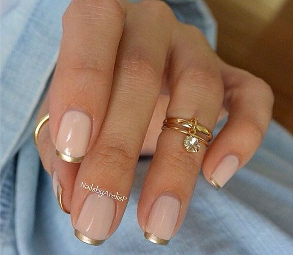 Pink and Gold Chrome Nails #french manicure #nails #beauty #trendypins