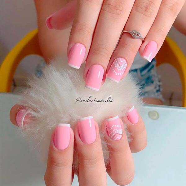 Cute Pink French Manicure with Ornaments #french manicure #nails #beauty #trendypins
