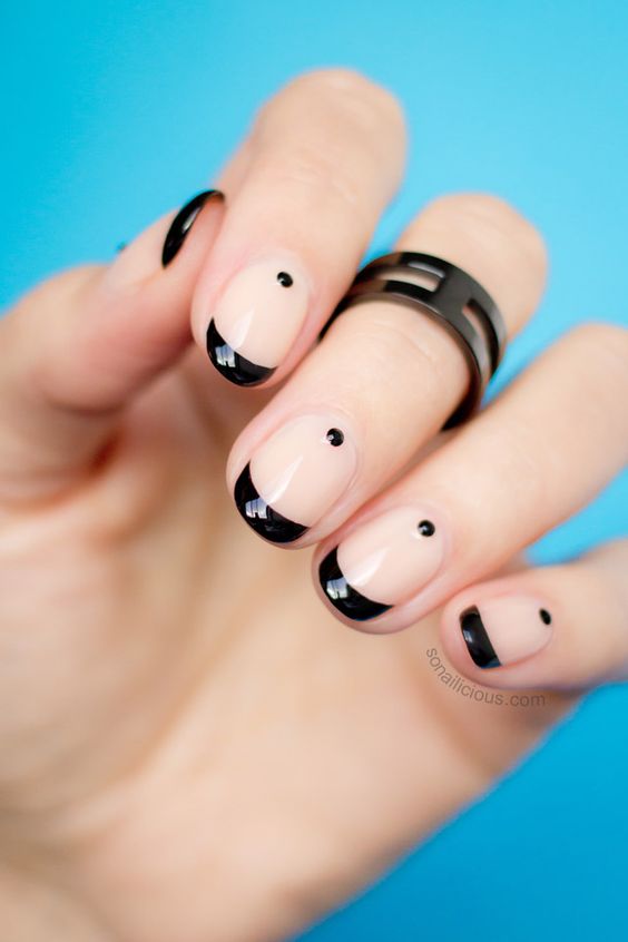 Black Dotted French Manicure #french manicure #nails #beauty #trendypins