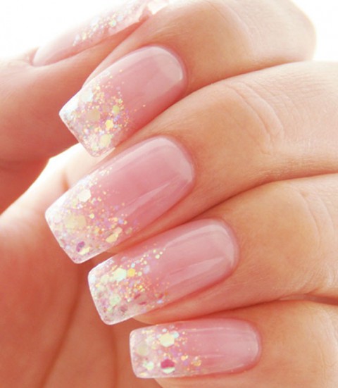 Cute Gold and Diamond Glitter on French Tip Nails #french manicure #nails #beauty #trendypins