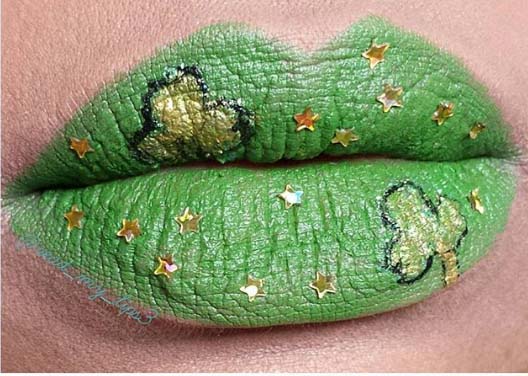 Happy St. Patrick's Day Lips #St. Patrick's day lips makeup #St. Patrick's day lips makeup #beauty #makeup #trendypins