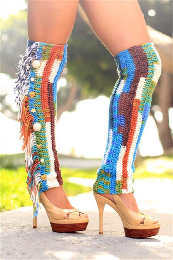 Crochet Leg Warmer With Fringe #Leg Warmer Socks #socks #fashion #trendypins