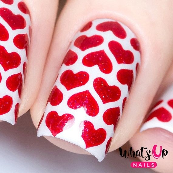 Many heart nail design Valentine's day nails  #beauty #nails #trendypins