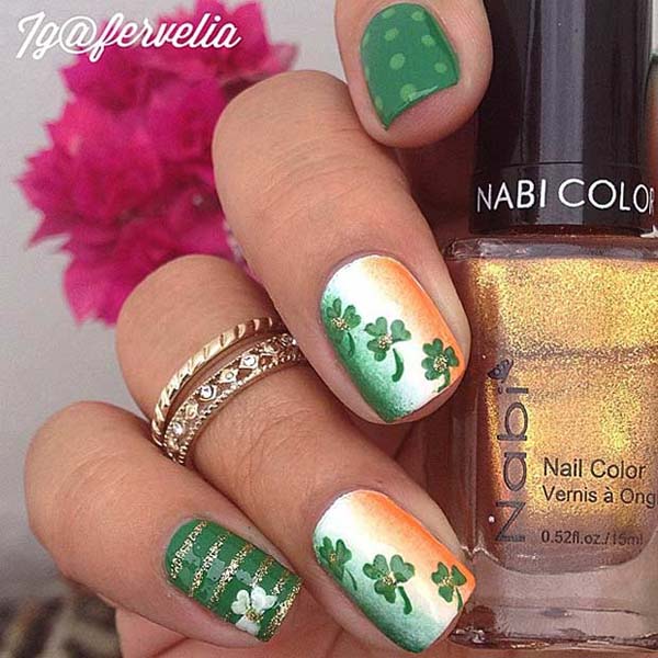 Gold and Spot #St. Patrick's Day nails #nails #beauty #trendypins