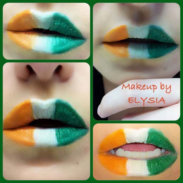 St. Patrick's Day Lips Irish Flag #St. Patrick's day lips makeup #beauty #makeup #trendypins