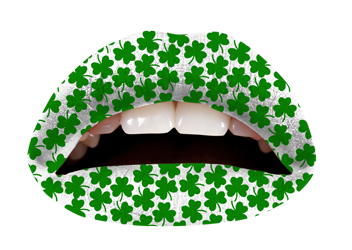St. Patrick's Day Lips Printed Clovers #St. Patrick's day lips makeup #beauty #makeup #trendypins