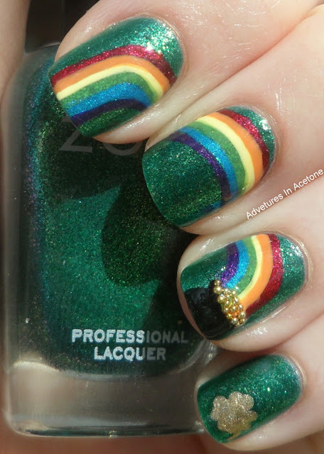 Rainbow in the Grass #St. Patrick's Day nails #nails #beauty #trendypins