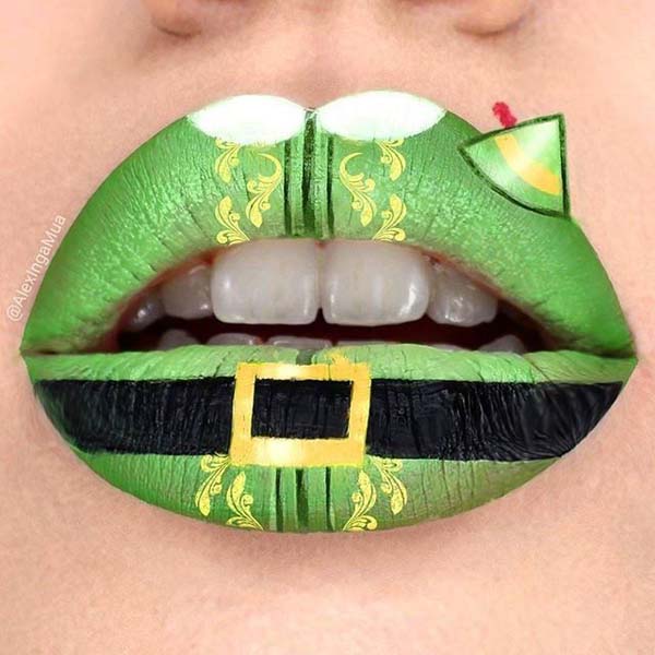 St Patrick's Day lips Fasten Belt Lips Makeup #St. Patrick's day lips makeup #beauty #makeup #trendypins