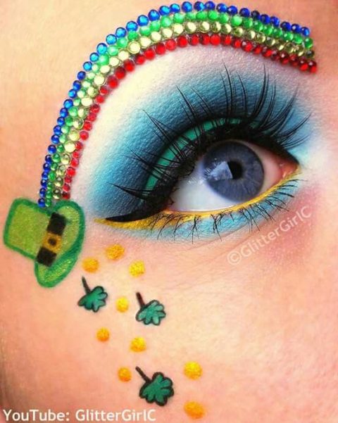 St Patrick's Day Rainbow Eyebrows Makeup #beauty #makeup #St. Patrick's Day makeup #trendypins