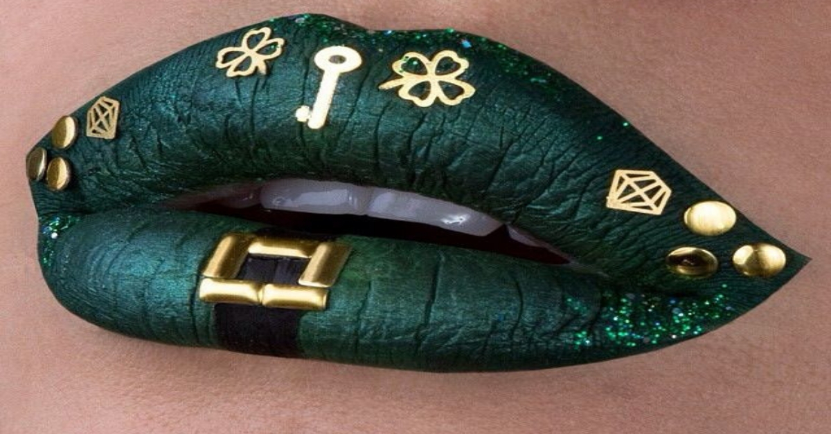 St. Patrick`s day lips makeup