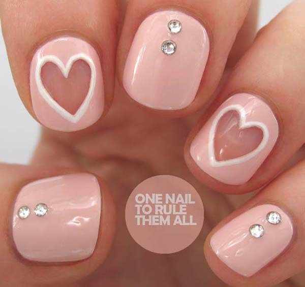 Transparent nails design heart #beauty #nails #trendypins