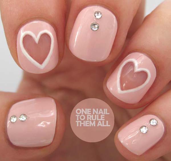 Transparent nails design heart  #beauty #nails #trendypins