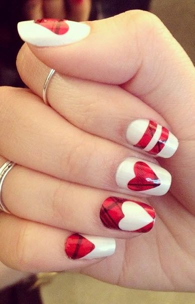 Valentine's Day Nail Art Decor With Plaid  #beauty #nails #trendypins