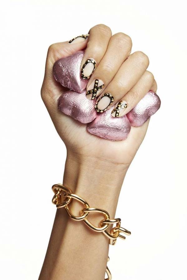 Valentine's day design nails gold xo-xo #beauty #nails #trendypins