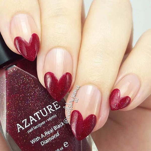 Valentine's day design nails red heart #beauty #nails #trendypins