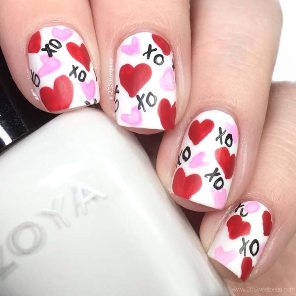 Xo-xo Valentines day nails #beauty #nails #trendypins