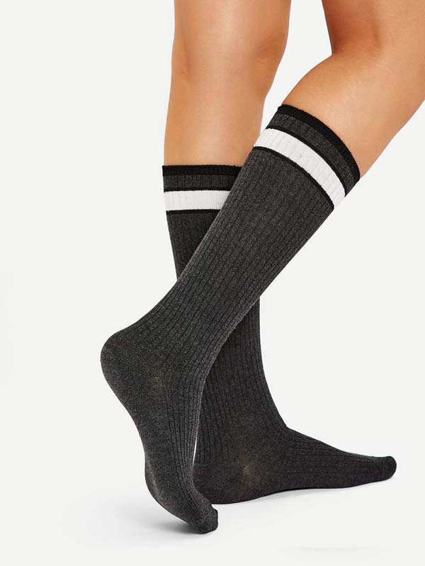 Rib Calf Length Socks #Calf Length Socks #socks #fashion #trendypins