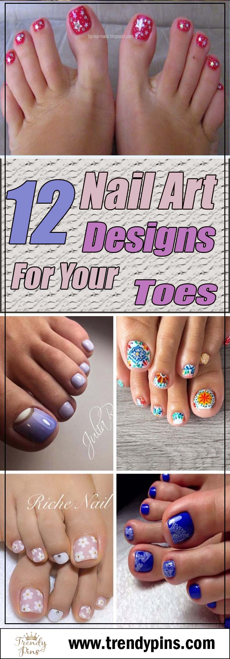 12 Nail Art Designs For Your Toes #toe nail art #nails #beauty #trendypins