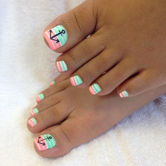 Beach Toe Nails With Anchor #nails #beauty #trendypins