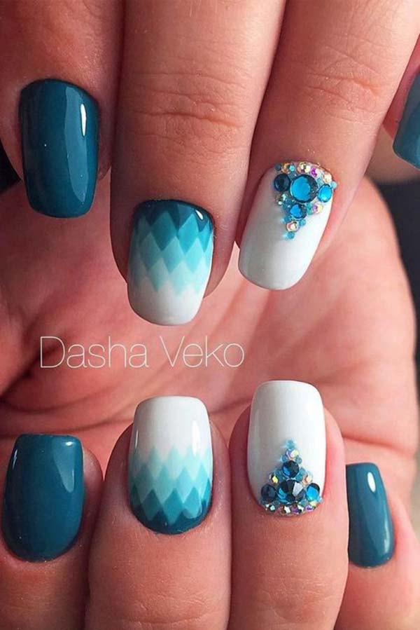 Blue Diamond Shaped Nail Design #nails #beauty #trendypins