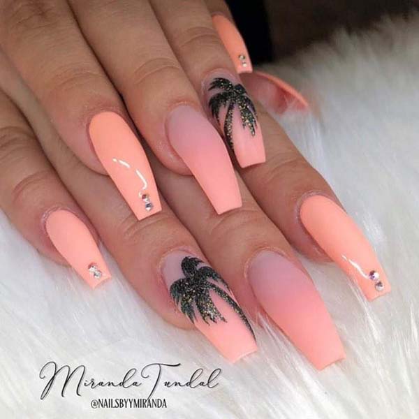 Coconut Tree Coffin Nail Designs #nails #beauty #trendypins