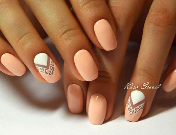 Peach Manicure With White #nails #beauty #trendypins