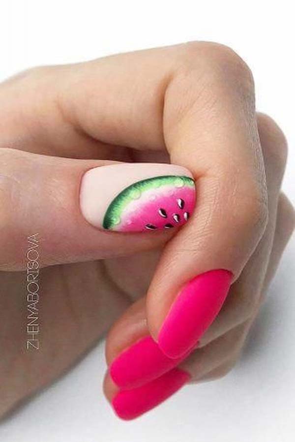 Pink And Watermelon Nail Design #nails #beauty #trendypins