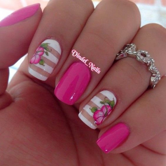 Pink Flower Nail Design #nails #beauty #trendypins