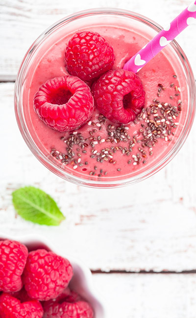 Raspberry, Chia, And Coconut Water Smoothie #smoothies #healthy living #healthy smoothies #trendypins
