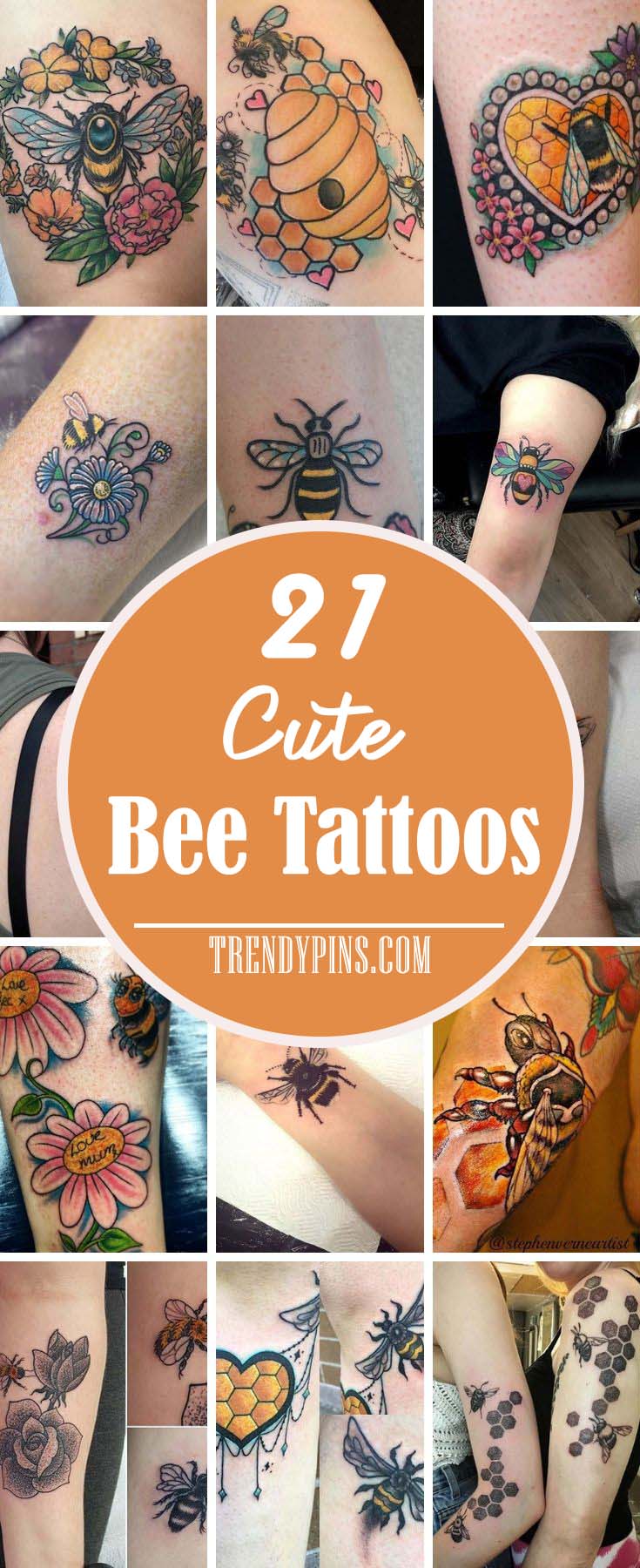 21 Cute Bee Tattoos #bee tattoos #tattoo #beauty #trendypins 