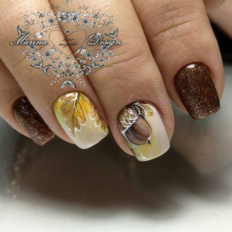 Acorn Nail Art Ideas #nails #fall nails #beauty #trendypins