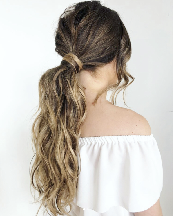 Beachy Waves Low Ponytail