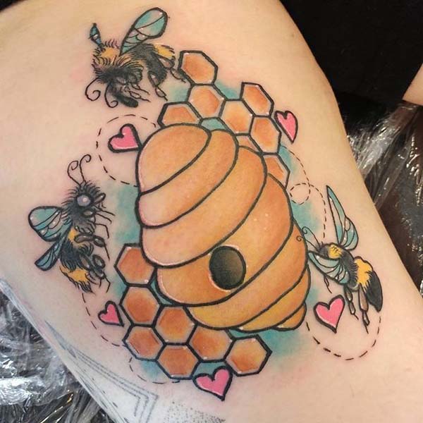 Bees and their Beehive Tattoo Designs #bee tattoos #tattoo #beauty #trendypins 