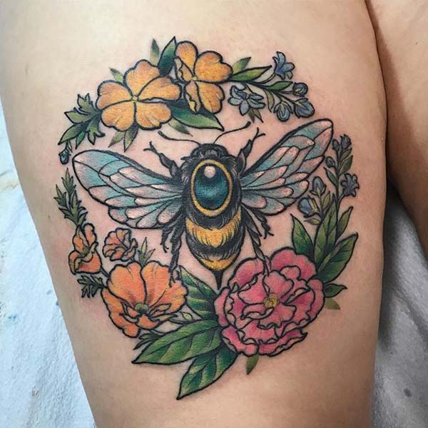 Bees and Plants Tattoo #bee tattoos #tattoo #beauty #trendypins 